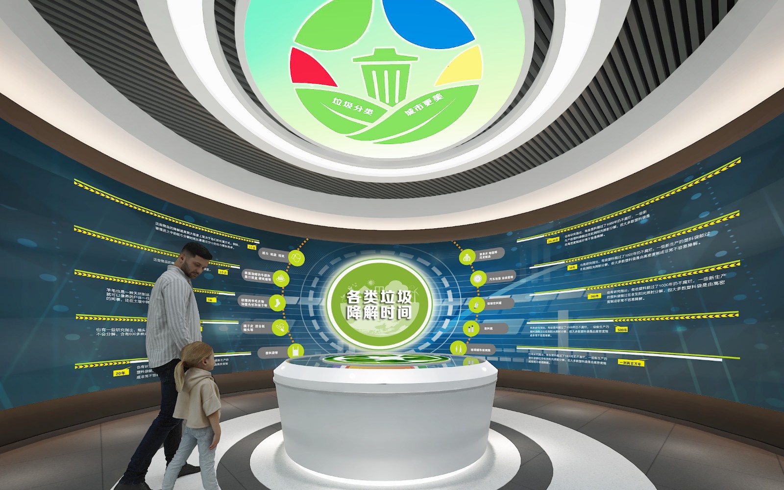 鄭州環保企業科技展廳設計案例、管城區垃圾分類環保展廳設計案例效果圖